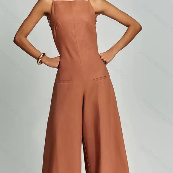 Ginger Open Back High Square Neck Wide Leg Jumpsuit - Picture 4 of 4